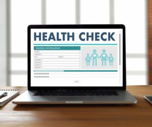 Laptop screen displaying health check info