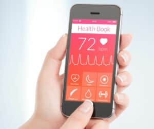 person holding a phone with health app